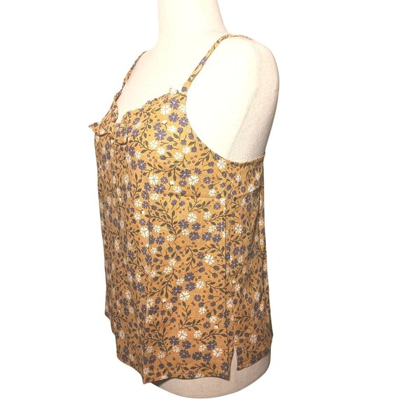 NEW ModCloth Spruced Up Summer Sleeveless Top Yellow Floral Linen Women's Size M - Picture 4 of 14
